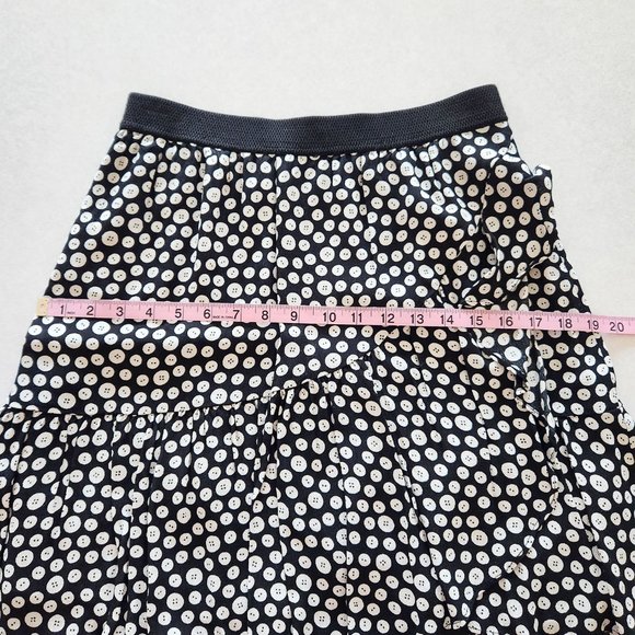 Anthropologie Maeve Ruffled Black and White Button Print Mini Skirt Size S - Picture 10 of 16